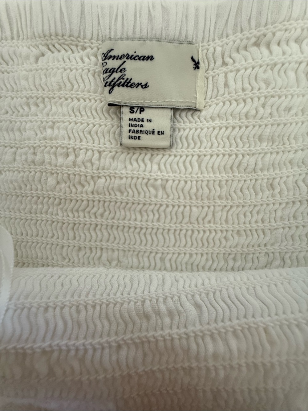 American Eagle White Cotton Midi Dress S Smocked Tiered Boho Prairie Cottagecore - Picture 3 of 13
